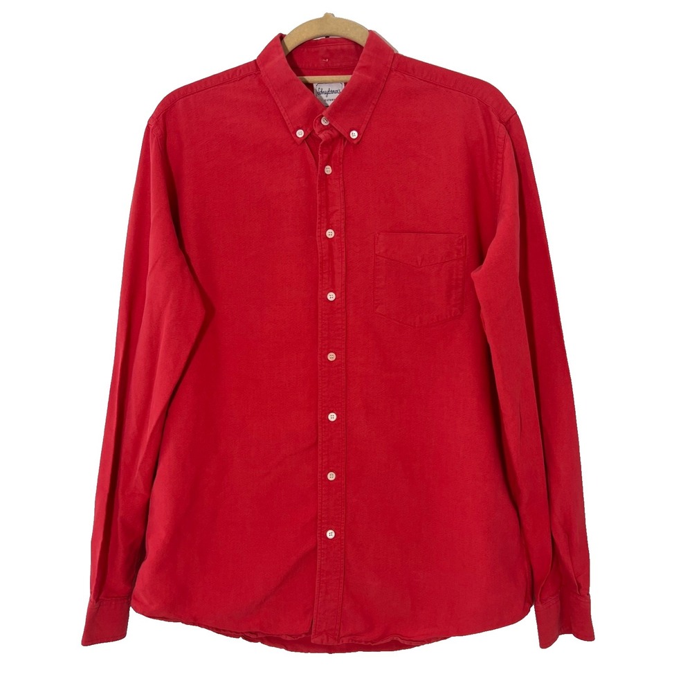 Schnayderman's Oxford Shirt Men 15.5 Red Button Down Workwear Preppy Capsule